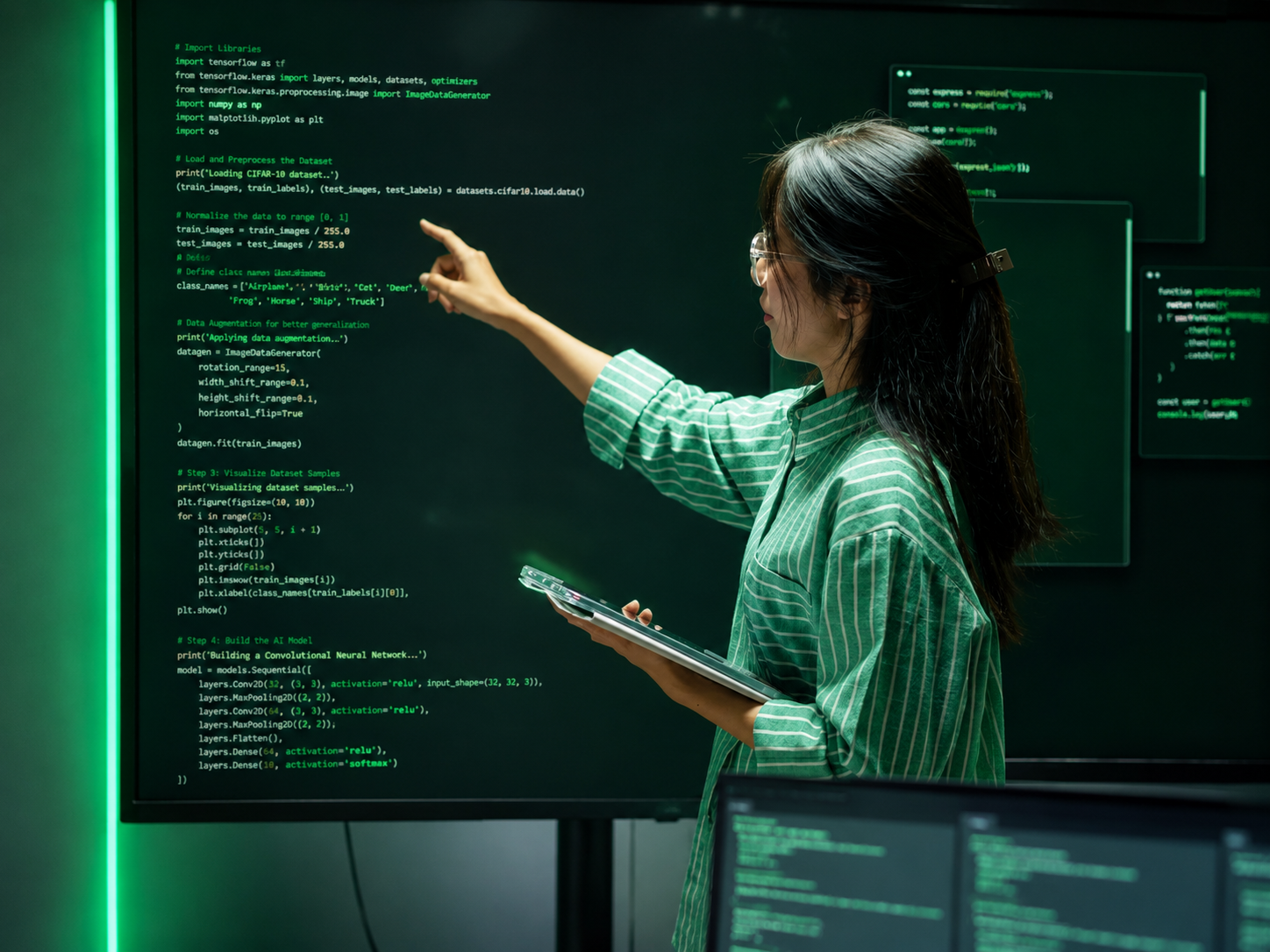 Especialista trabalhando com dados e inteligencia artificial